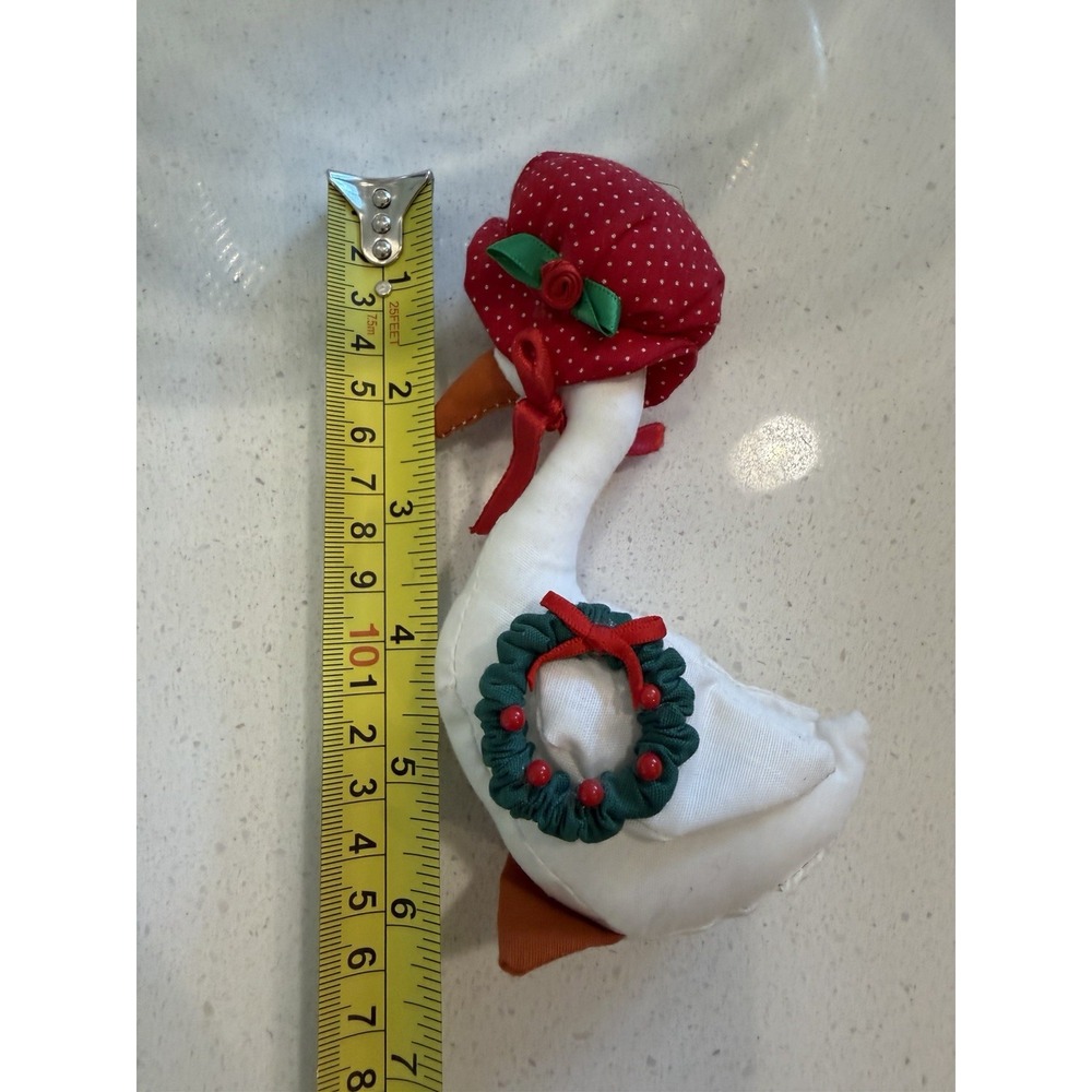 Vintage Christmas Fabric Goose Ornament Holiday Decor Wreath Red Cottagecore - Picture 4 of 4